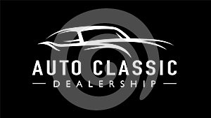 Old classic auto concept line style retro car logo silhouette