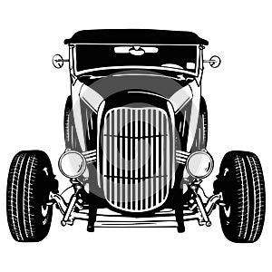Old Classic Car, 1930 Vintage car, Stencil, Silhouette, Vector Clip Art for tshirt and emblem