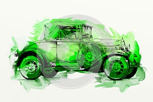 Old classic car retro vintage funny arwork