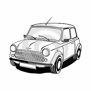 Old classic car vector illustration. Vintage car illustration.