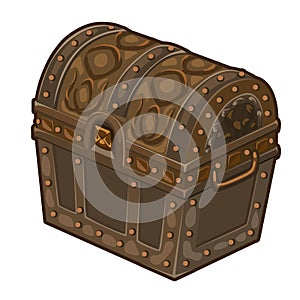 Old classic closed treasure chest isolated