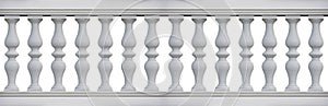 Old classic concrete italian balustrade - seamless pattern concept image on white backgroud for easy selection useful for