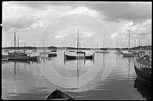 Old classic historic wooden boats in Roskilde, Denmark in 1991