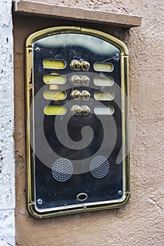 Old classic intercom in Rome, Italy