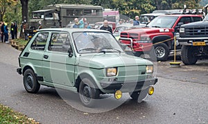 Old classic Polish small car Polski Fiat 126p at a car show