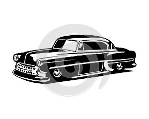 old classic retro car logo isolated on side view best white background for old car industry.