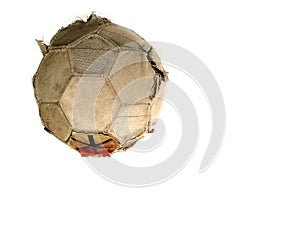 Old classic soccer ball and dirty football of isolated on a whit