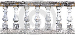 Old classic stone italian balustrade - seamless pattern concept image on white backgroud for easy selection useful for renderings