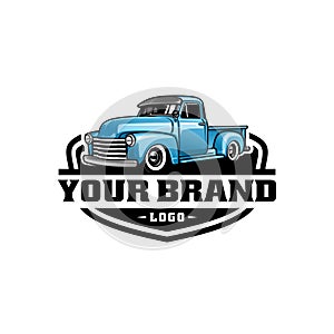 old classic truck illustration logo vector