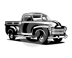 old classic truck vector isolated on white background showing from the side.