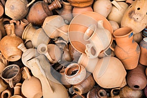 Old clay pots, background