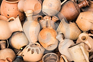 Old clay pots, background