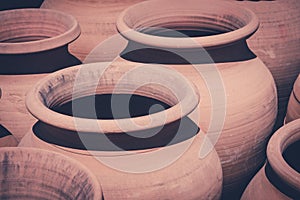 Old clay pots, vintage clay pot set