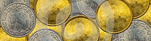 old clean gold and silver coins. background
