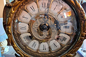 Old clock bronze gold detail