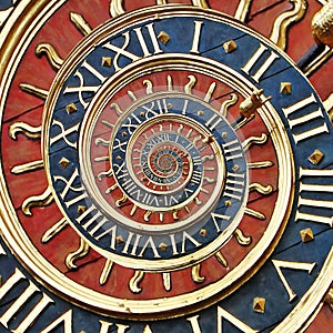 Old clock in droste effect