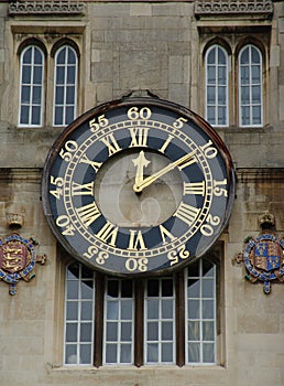 Old clock with gold numbers and hands