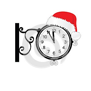 Old clock with happy new year hat vector