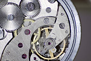 Old clock internal mechanism