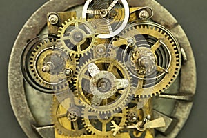 Old clock mechanism, inside of clockwork