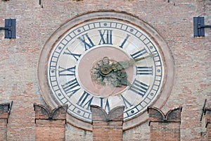 Old Clock from Palazzo d`Accursio Palazzo Comunale in Bologna photo