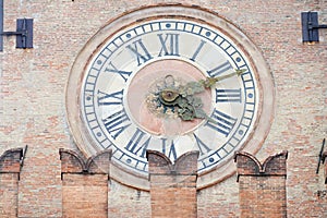 Old Clock from Palazzo d`Accursio Palazzo Comunale in Bologna photo
