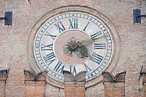 Old Clock from Palazzo d Accursio Palazzo Comunale in Bologna photo