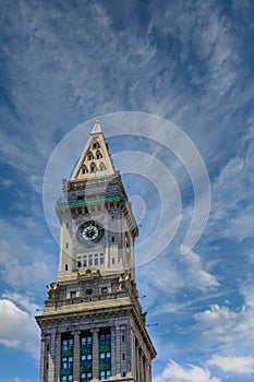 Old Clock Tower in Boston Sky