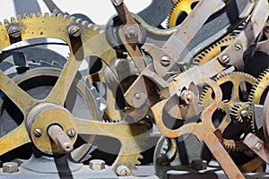 Old clock tower mechanism photo