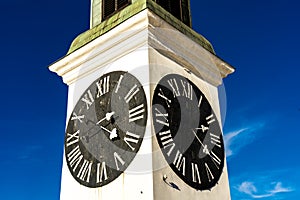 Old clock tower at Petrovaradin fortress in Novi Sad, Serbia