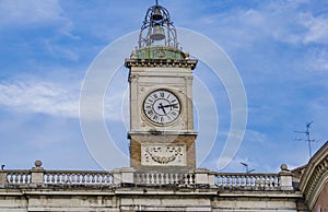Old clock tower at Piazza del Popolo in Ravenna