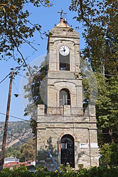 Old clock tower at Portaria in Greece