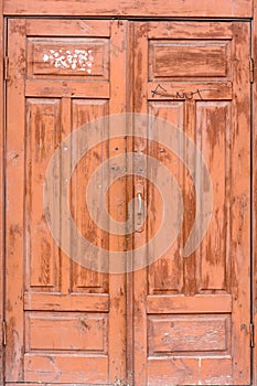 Old closed wooden entranse door