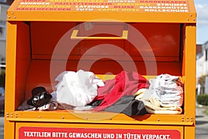 Old clothes collection, Container