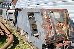 Old coal mining vehicle for transporting workers under ground