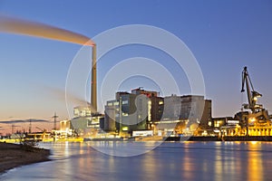 Old coal power plant at the river rhine in Mannheim - Germany