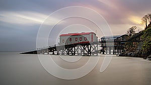 The old coastguard station at Tenby, Pembrokeshire, Wales, UK. Coastline