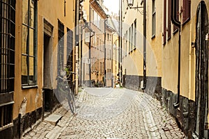 Old cobbled street of Stockholm