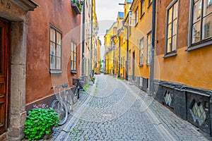 Old cobbled street of Stockholm