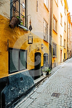 Old cobbled street of Stockholm