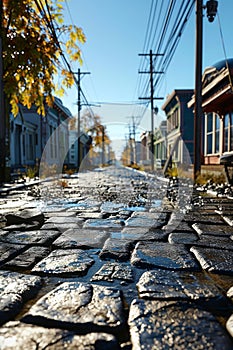 Old cobblestone street in the old town