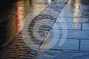 Old cobblestone street in Stromness the Orkney Islands