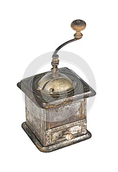 Old coffee grinder isolated