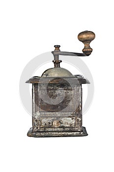 Old coffee grinder isolated