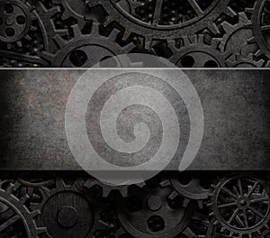 Old cogs and gears steam punk technology background 3d illustration