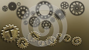 Training old cogs on a worn isolated technology circuits machine New future concept background for business solution metal gold