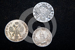 Old Coin Money Russian Silver Gold retro