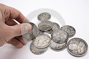 Old coins of Tsarist Russia.