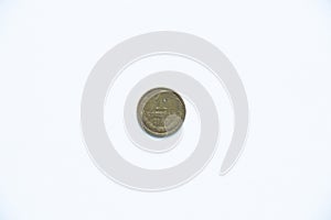 old coins of the ussr in denomination of 1 kopeck on a white background, 3 kopecks in 1989, coins of the ussr