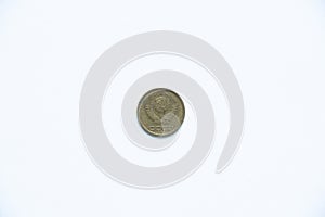 old coins of the ussr in denomination of 1 kopeck on a white background, 3 kopecks in 1989, coins of the ussr